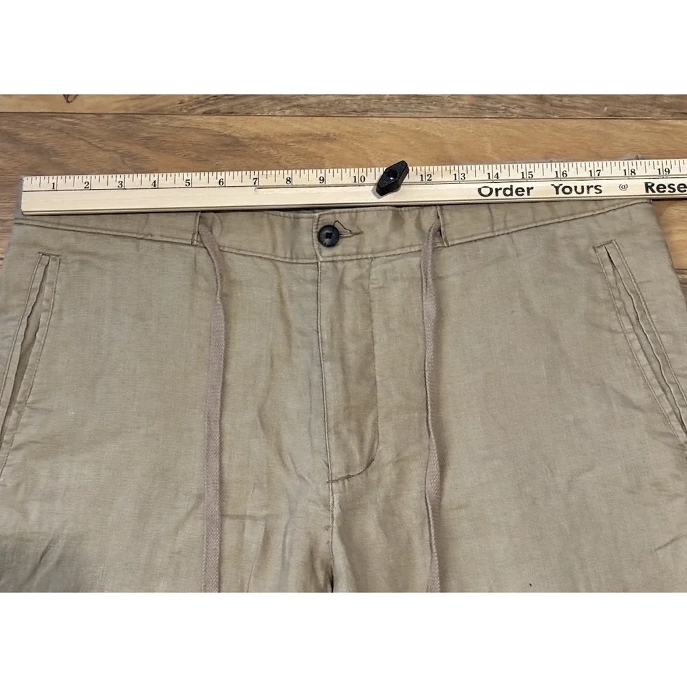 Tasso Elba Mens 37x28 Beige Linen Draw String Loose Trousers Beach Wedding